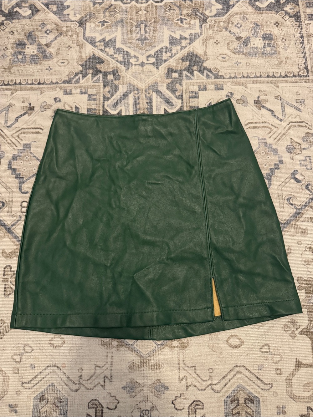 Hollister Small Forest Green Faux Leather Ultra High Rise Mini Skirt